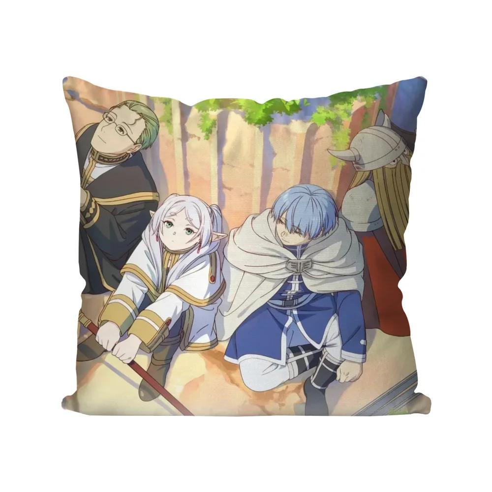 Animation Frieren Beyond Journeys End Pillow Case Square Pillow Bedroom Sofa Leisure ComfortCarLiving Room Home Decoration 40X40