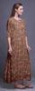 Bimba Dark Rose Brown Floral Leaves & Camellia Kanjiro Printed Nightgowns Maxi Sleepwear For Women Long Sleep Dress