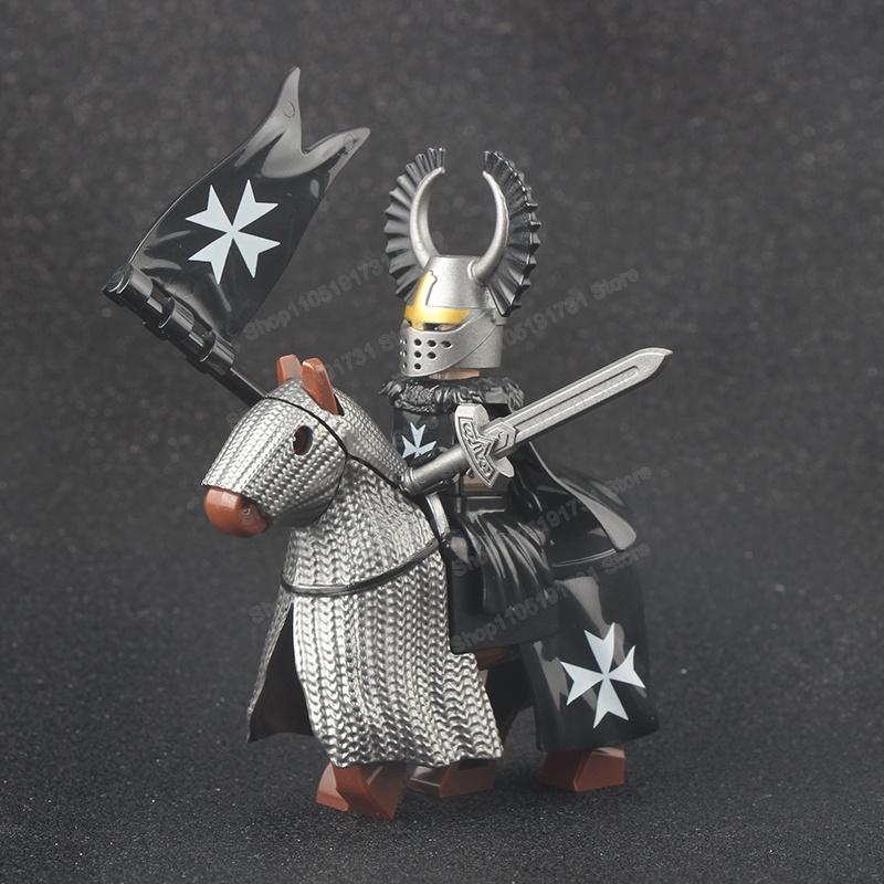 Medieval Knight Serie Figures Building Blocks Warrior Soldiers Guards Lion Heart Hospital Teutonic Knight Battle Pastor Kid Gift