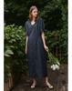 Myue Drawstring Hooded Dress Deep Navy
