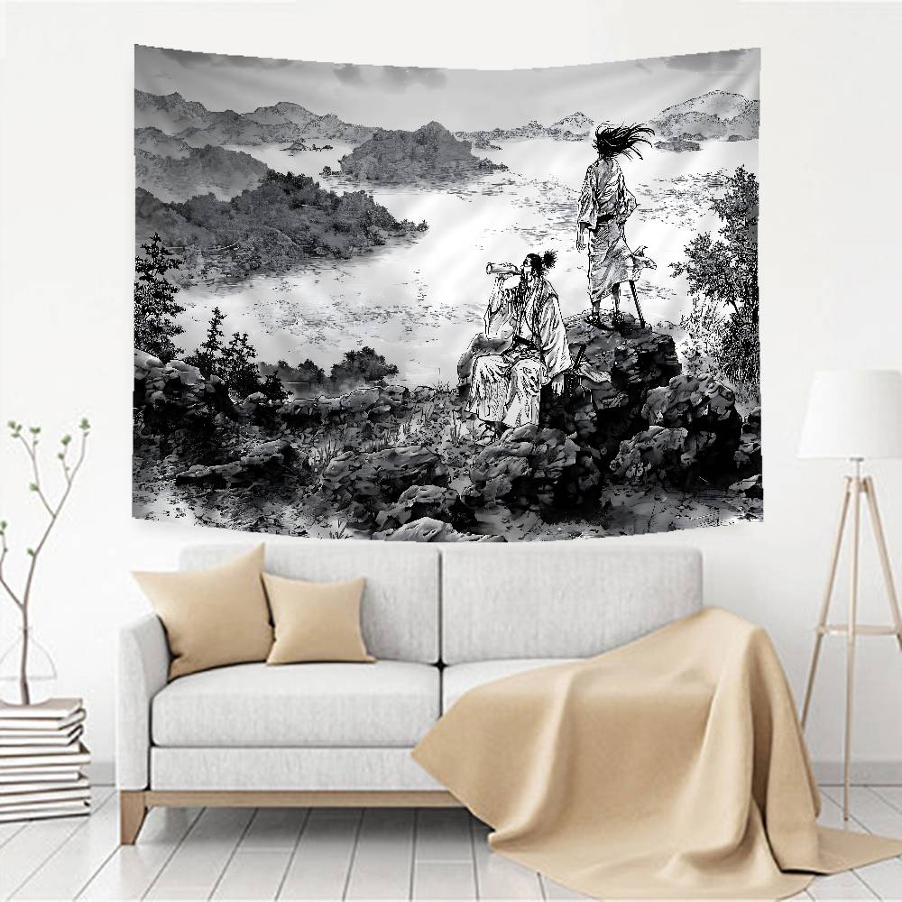 Anime Vagabond Tapestry Art Printing Japanese Wall Tapestry Anime Wall Hanging Home Decor