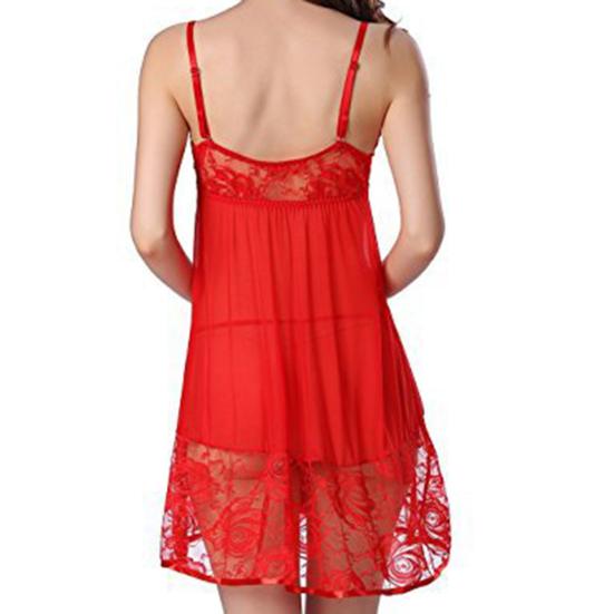 2 Pcs/Set Lady Pajamas See-through Mesh Sexy Lace Night Dress Set for Sleeping