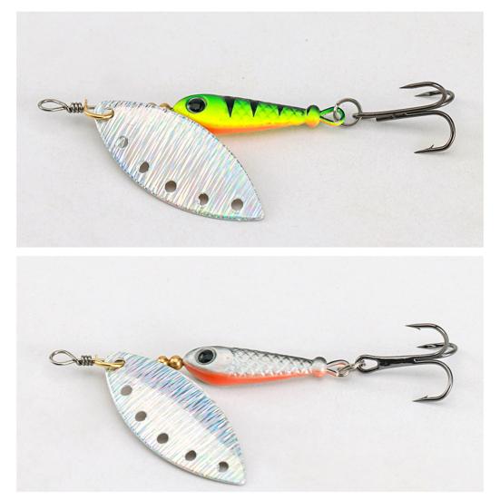 5Pcs 5.7CM/9G Fishing Lure with Spinner Blade Hook Long Casting Metal Rotating Sequin Spoon Spinnerbait Bass Pike Walleye Fishing Accessories