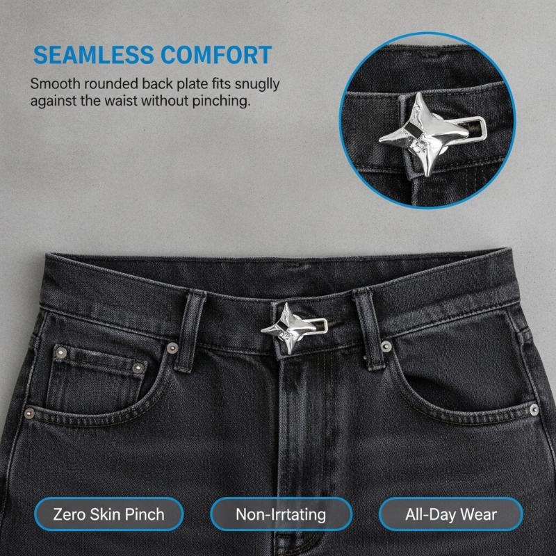 Adjustable Jean Waist Tightener Metal Star Waist Buckle No Sew Pants Waist Reduction Button For Denim Trousers Daily Wear