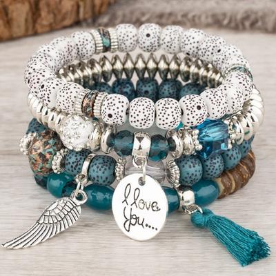 DIEZI Vícebarevné akrylové křišťálové korálky Strand náramky pro ženy dívky muže střapec křídlo elastická šňůrka náramek Pulseira Feminina