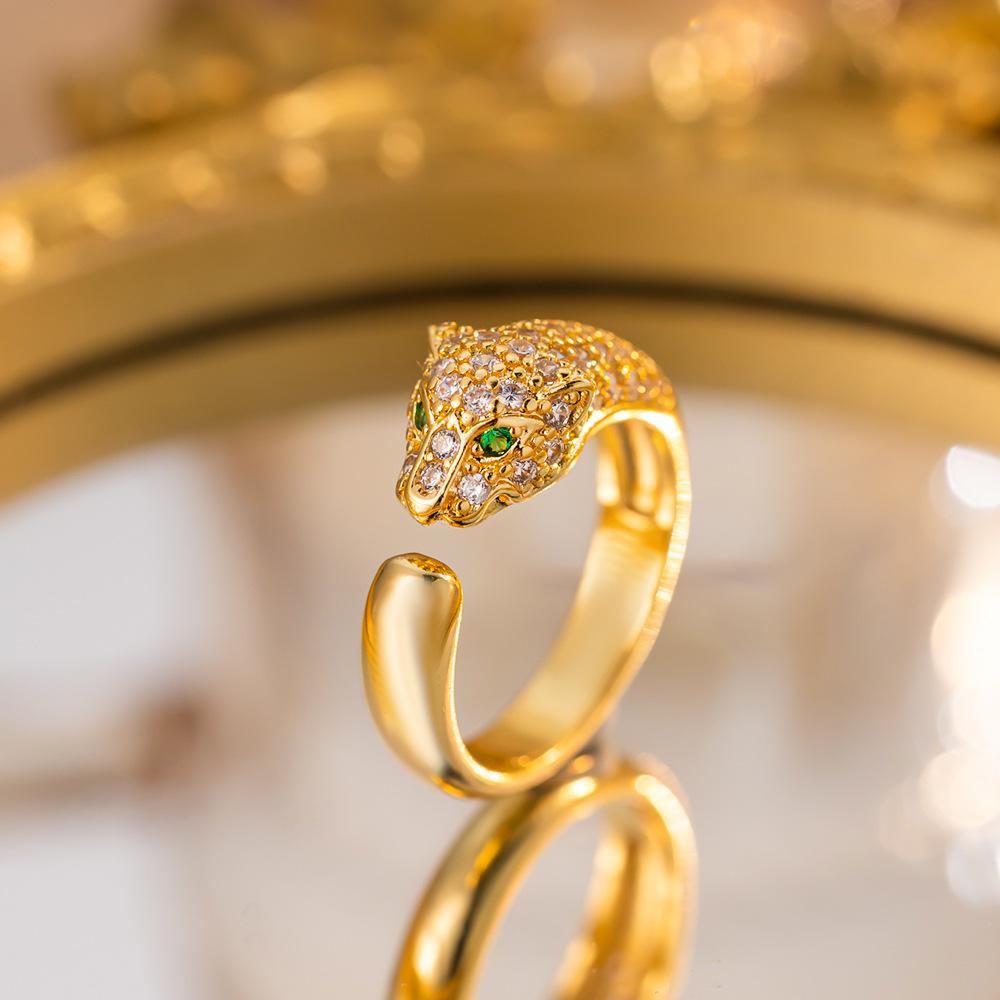 Exquisite super flash zircon ring for girls, light luxury, high-end sense opening adjustable ring, simple real gold electroplating