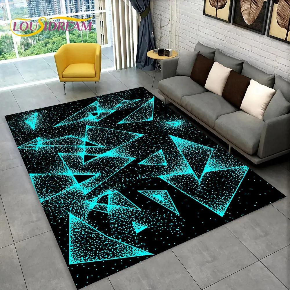 3D Abstrakt Modern Geometrisch Illusion Teppich, Teppich für Wohnzimmer Schlafzimmer Sofa Fußmatte Dekor Kinderspiel Rutschfeste Bodenmatte