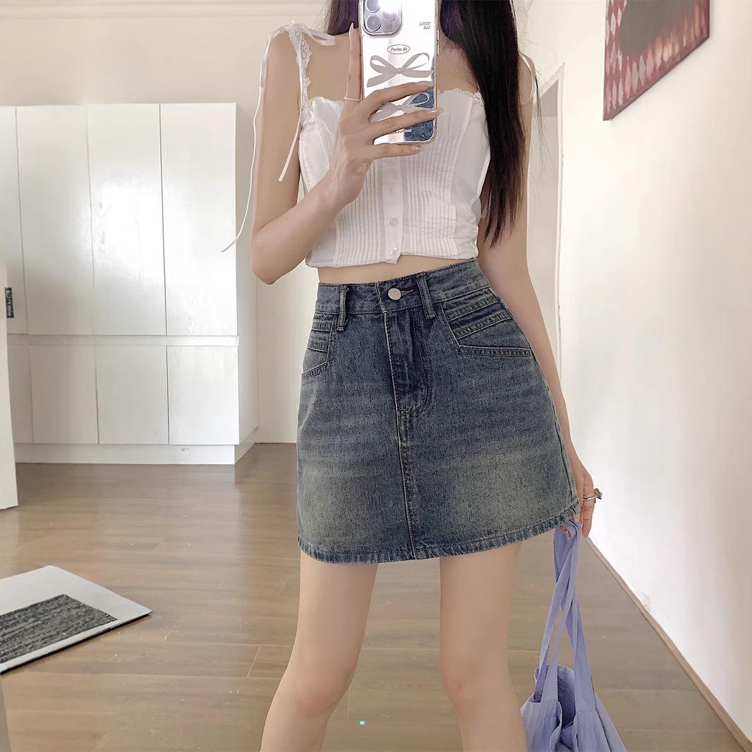 

Versatile Denim Midi Skirt: High-Waist, Slimming A-Line for Summer 2XL (135-150 jin)