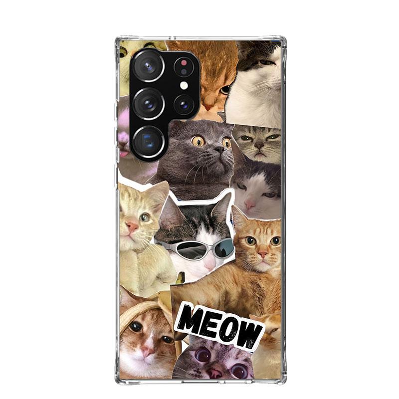 Crying Cat Memes Phone Case For Samsung Galaxy S26 S25 Edge S24 S23 FE S22 Ultra S21 Plus S20 + Fundas Cover Coque Galaxy S25 S2