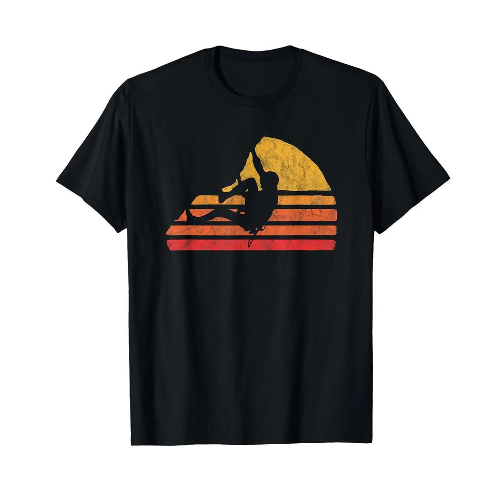 Bouldering Distressed Retro Rock Climbing 80s Sun T Shirt Vintage Washed Designer Clothes Stretched Slightly Fashion