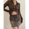 Belt Women's Simple Button Head Summer Decoration Jeans Student Brown Versatile Wide Belt Design Belt Black
