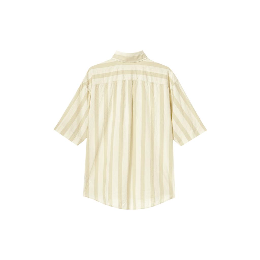 Uniqlo Casual Loose Striped Short Sleeve Shirt Unisex Shirts Cream 458961-40