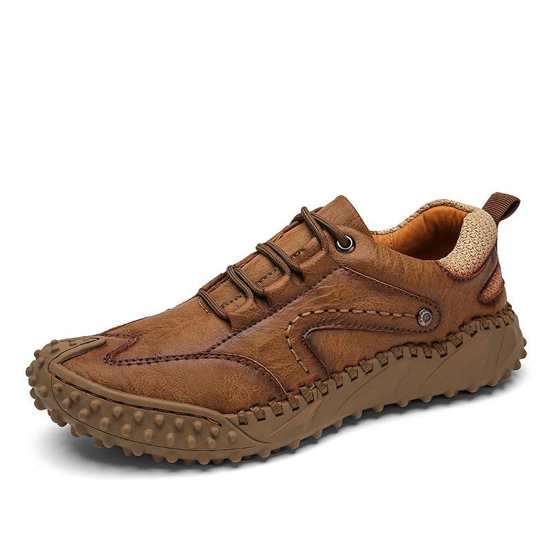 Autumn and Winter New Outdoor Leisure Leather Shoes Retro Low-Top Men's Shoes Trendy Plus Size British Style Work Shoes