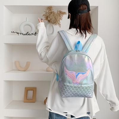 2025 New Cute Laser Glossy Mermaid Backpack Fashion Embroidery Student Backpack Women's Large-capacity Schoolbag