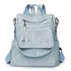Women's Soft Leather Backpack Large Capacity Student Commuter Schoolbag Tassel Travel Backpack