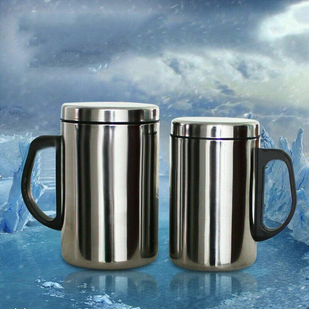Double Walled Stainless Steel Travel Lid Thermal Water Bottle Tea Cup Vacuum Flask Coffee Mug
