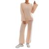 Home Set Loose Comfortable Casual Solid Color Long Sleeve Top Pullover Sweater Women Straight Wide Leg Pants Two-piece Set