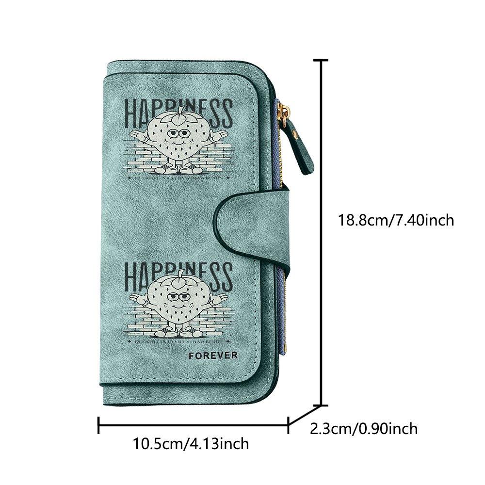 HAPPINESS Strawberry Long Zipper Wallet, Large Capacity Card Holder, Unisex Clutch Bag, Fashionable Zipper Coin Purse, Suitable for Daily Use, A