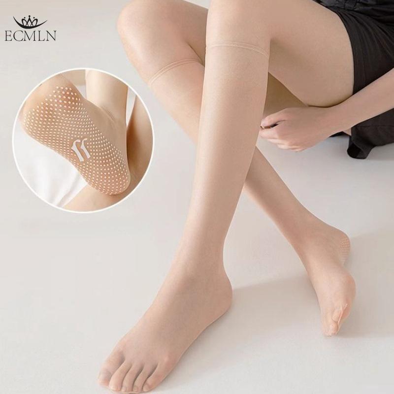 Damen-Seidenstrümpfe mit Wadenhöhe, unsichtbar, transparent, Anti-Haken, rutschfeste Socken