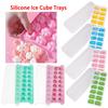 Silicone Ice Cube Trays With Lid Reusable Easy-Release Diy Fruits Stackable Ice Cube Molds For Coffee Cocktail Freezer