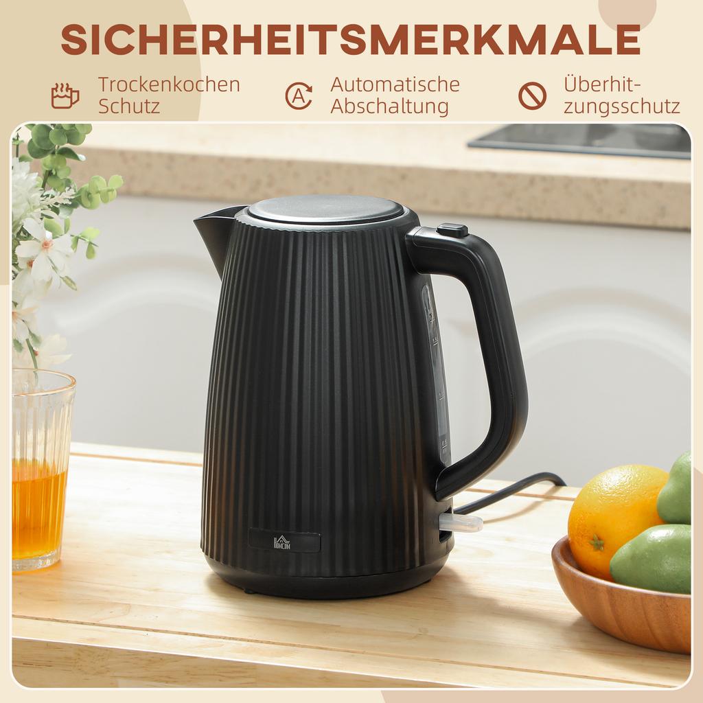 Electric Kettle, 1.7L, Quick Boil Function, 2200W, with Removable Limescale Filter, Automatic Shut-Off, Black