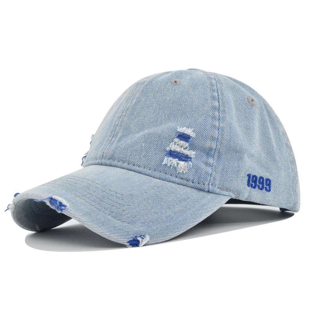 Retro Cowboy Hat Embroider Baseball Cap Washed Hole Peaked Cap Old Sun Hat Curved Brim Hat Cotton No
