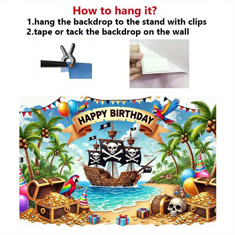 Happy Festival | Pirate-themed Birthday Celebration Banner - Vibrant Polyester Fabric Wall Covering