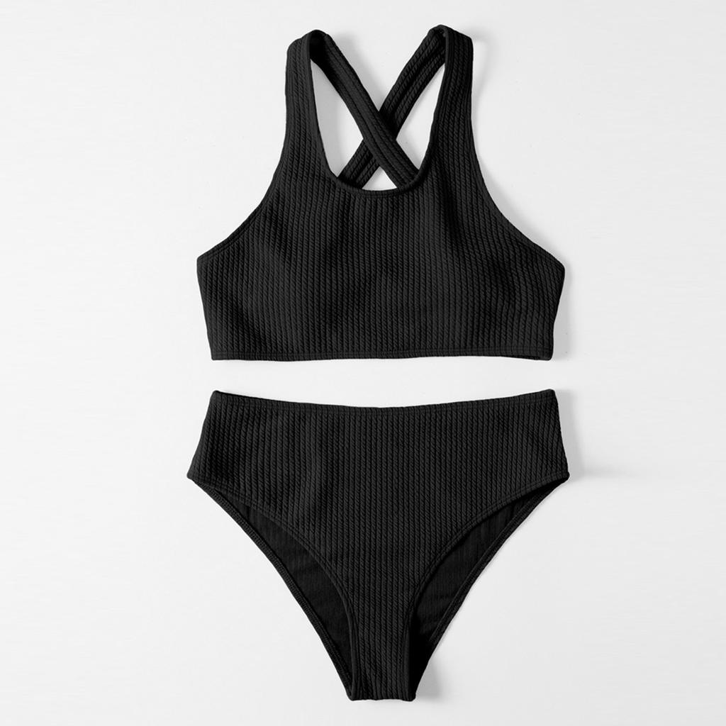 Damskie seksowne jednolite bikini jednolity kolor rozdzielne z wkładkami na biustonosz bez fiszbin strój kąpielowy