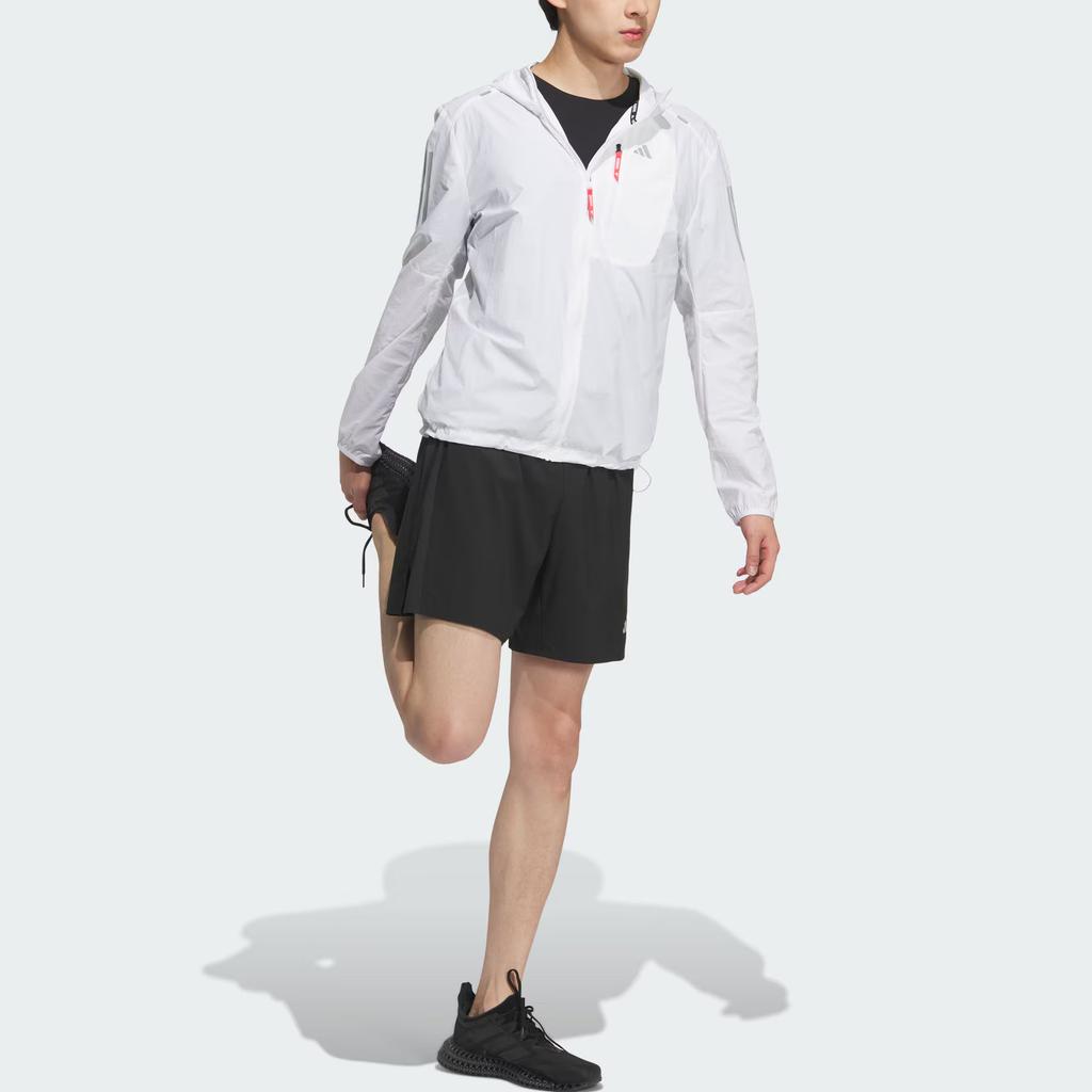 Adidas Dwr Ss25 Rn Logo Sun Protection Upf50+ Cooling Running Sports Hooded Long Sleeve Jacket Men Jacket White KB9127