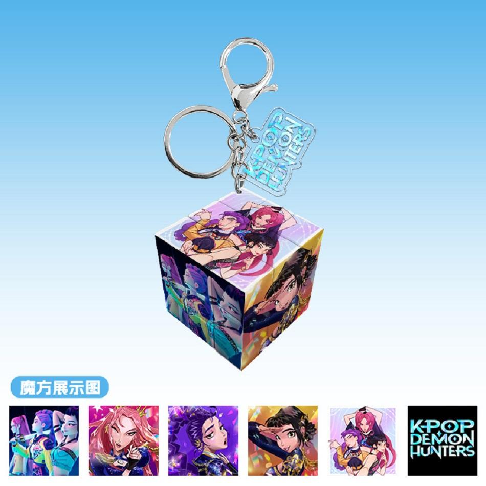 Kpop Demon Hunters Fashion Jewelry Mini acrylic Keychains Movable Square Cube Idol Rumi Zoey Jinu Mira Tiger model Toy Gifts