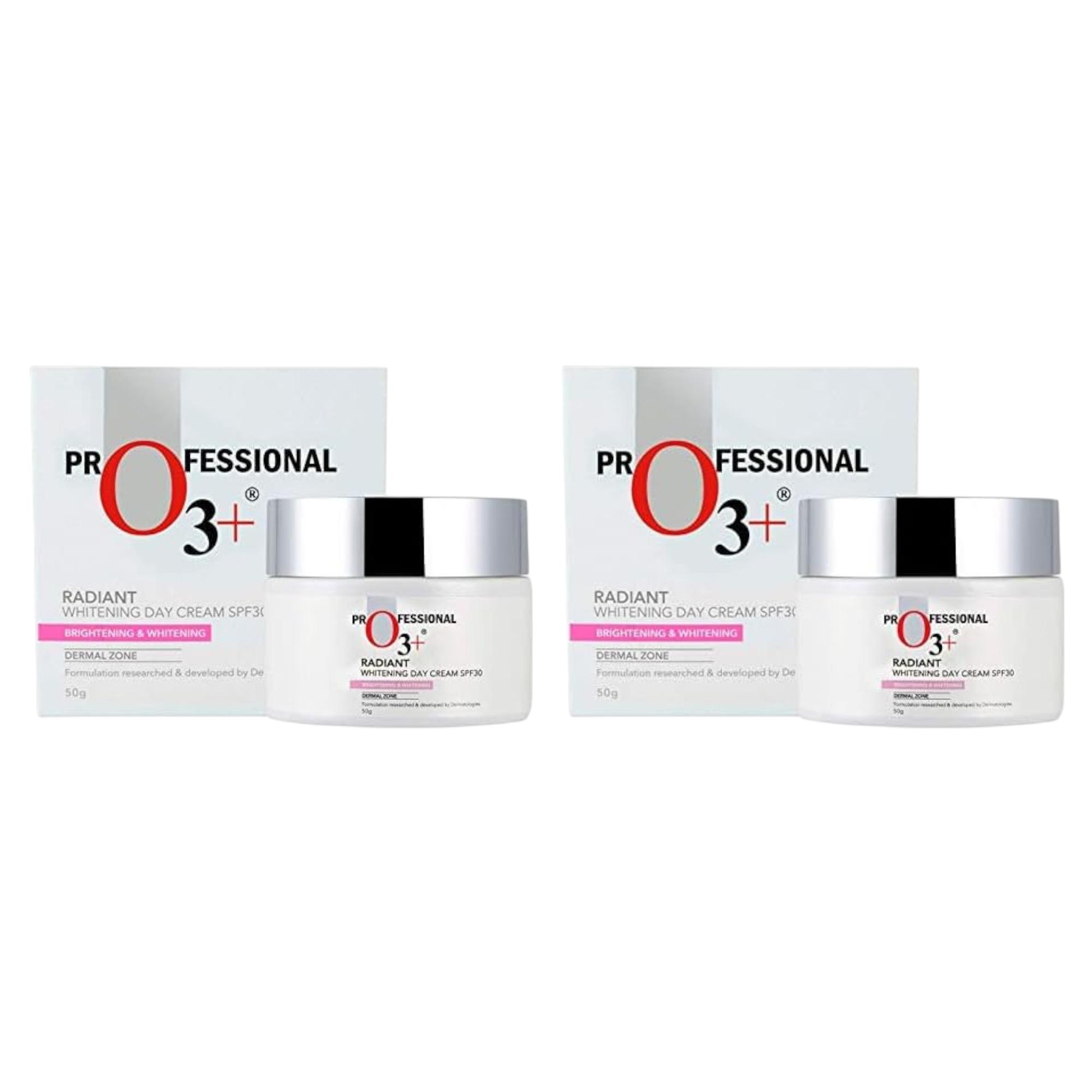 O3+ Radiant Day Cream SPF 30 For Glowing Even Skin Tone Moisturises Protects All Skin Types 50g Pack of 2