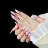 Sakura Gradient Rhinestone Long Nail Tips - Sweet, Girly & Handmade Design