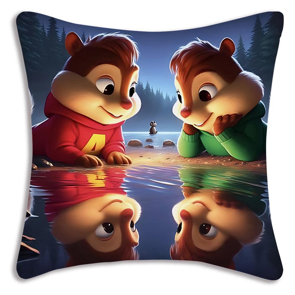 Anime Alvins and the Chipmunks Pillow Covers Cartoon Sofa Decorative Home Double-sided Printing Short Plush Cute Cushion Cover
