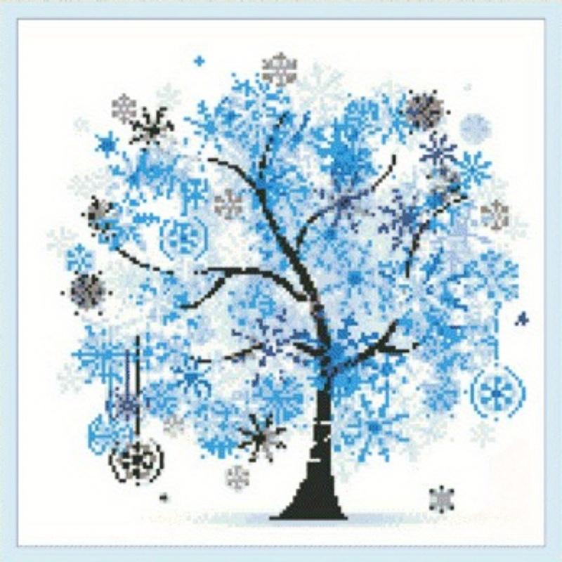 

Вышивка крестиком весной, летом, осенью, зимой - набор для вышивки своими руками с узорчатой тканью, нитками и иглами - всесезонное рукоделие Winter