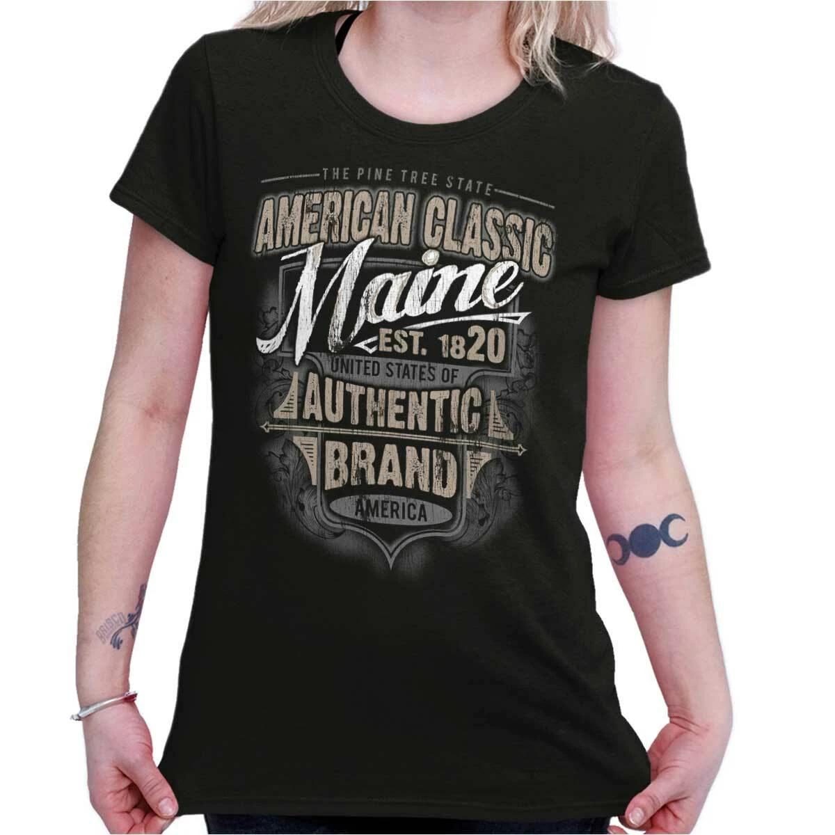 Maine American Souvenir Country ME USA Gift Womens Top Junior Graphic Tee XXXXL