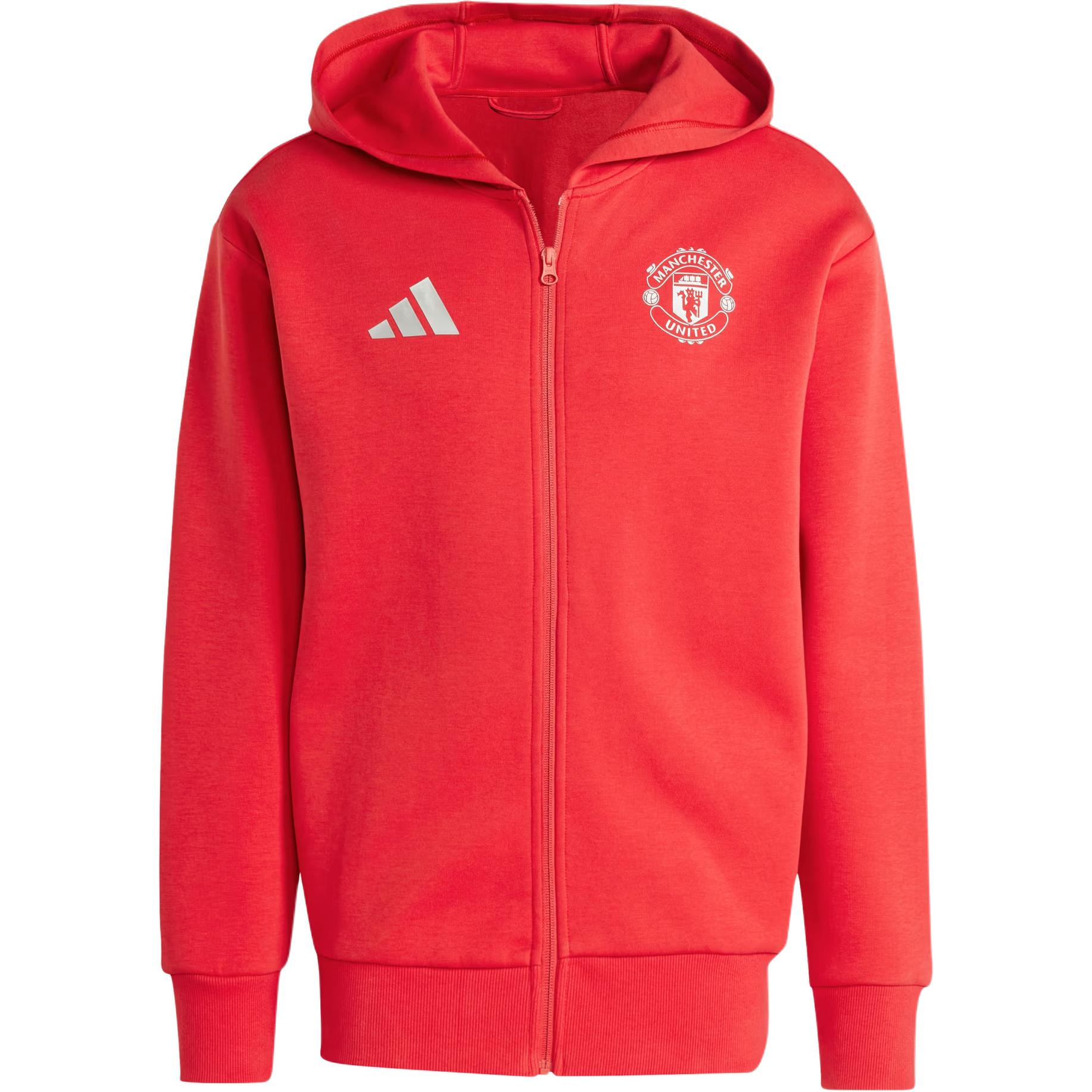 adidas Manchester United Anthem Full-Zip Hooded Jacket Red IT4187 S