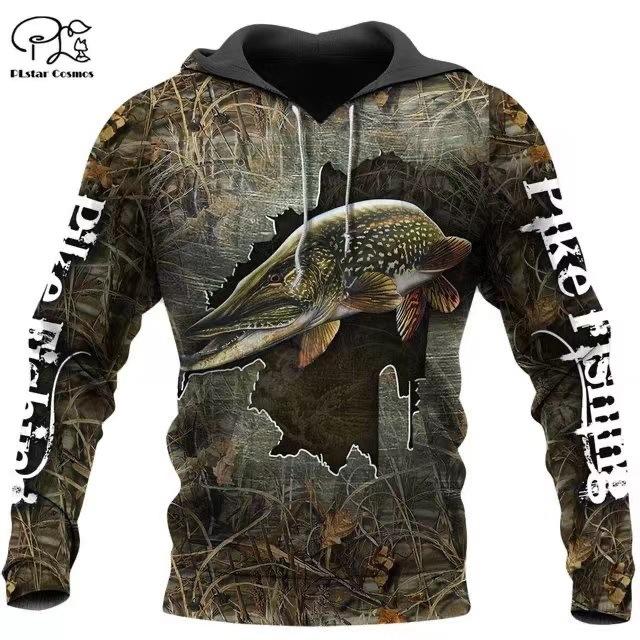 Sweat à capuche unisexe avec impression numérique 3D Motif pêcheur Luya pull de sport d'extérieur
