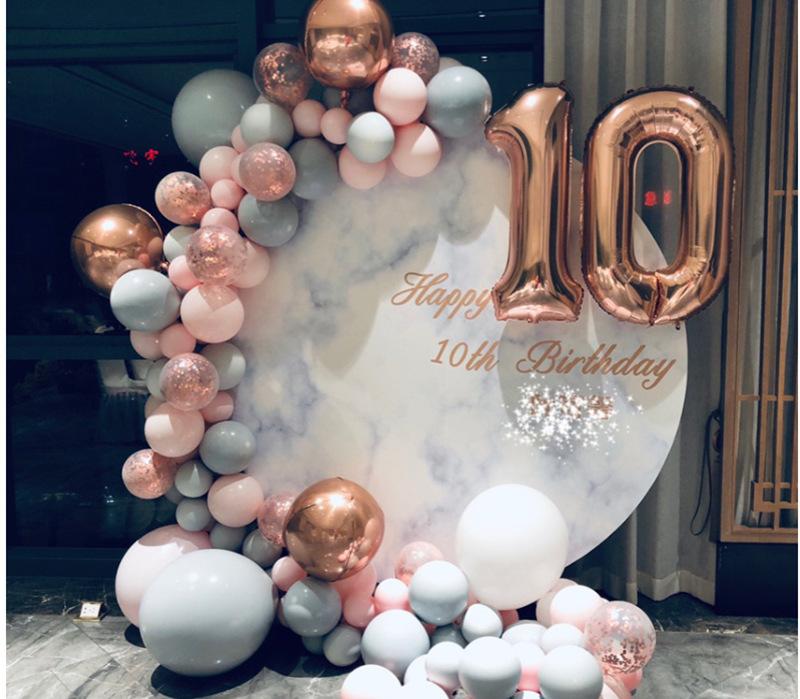 Macaron Balloon Chain Package, Pink Grey Balloon Birthday Party Wedding Decoration Balloon