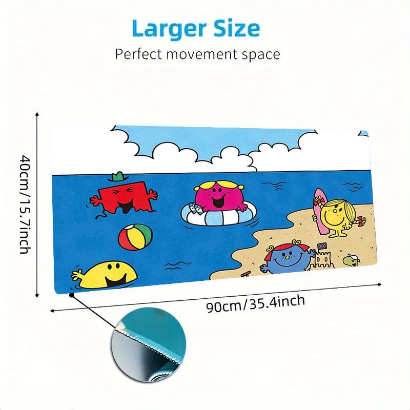 Mr. Men and Little Miss2 Print Cushion Non-slip Laptop Tablet Big Mousepad XXL Mat Mini PC Playmat With Lock edge