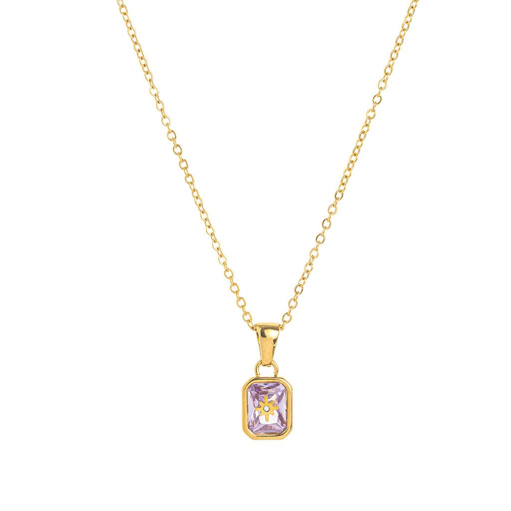 Birthstone Zodiac Necklace With Titanium Steel Pendant For Women And Men