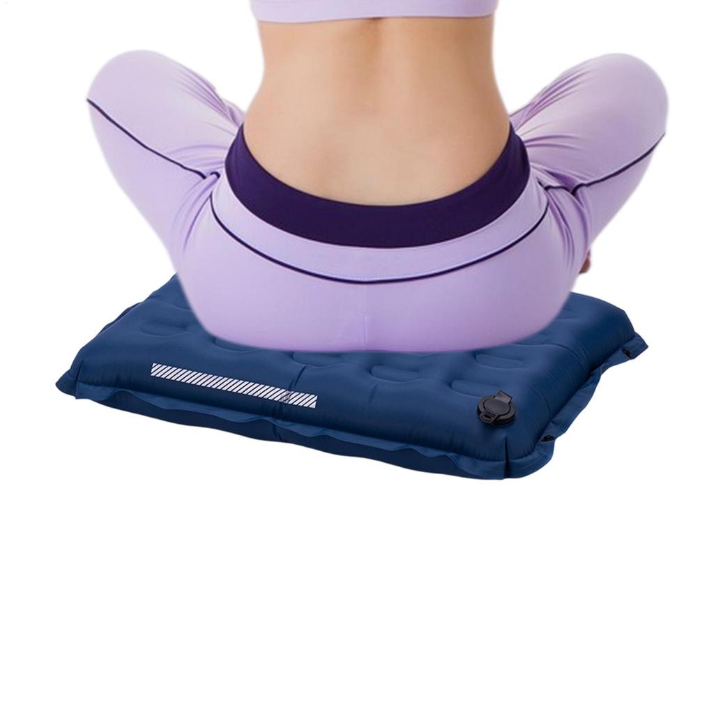 Inflatable Airplane Seat Cushion Light Inflatable Camping Cushion Compact Pad With Reflective Strip Travel Air Seat Cushion