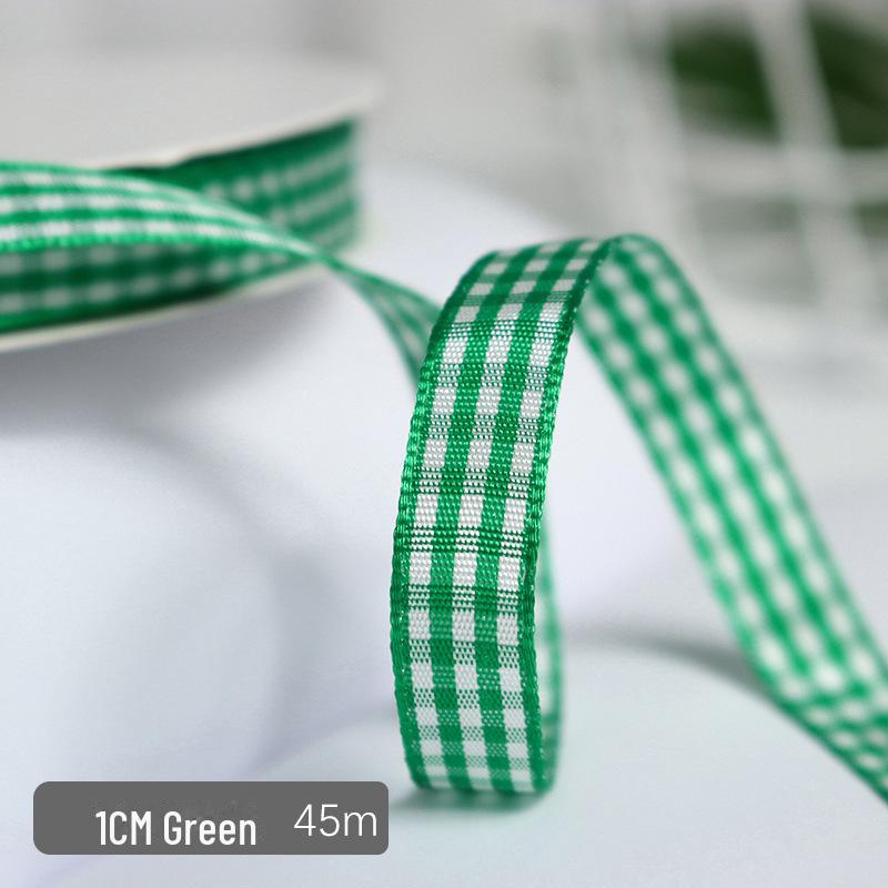 1cm Solid Color Plaid Ribbon for Cake Box Packaging and Decoration