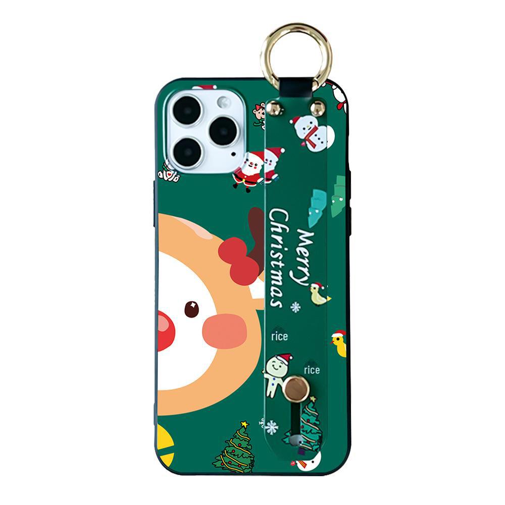 Apple 13Pro Max/16/13/12/11/8/XR Weihnachtselch Geprägtes Case mit 3D Armbandständer