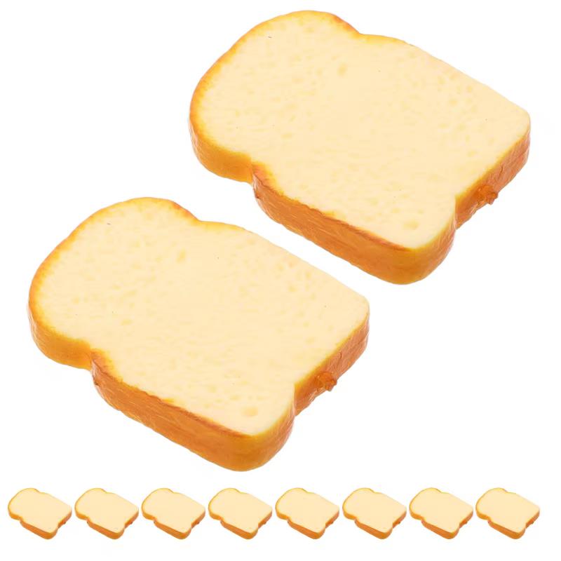 Mini Artificial Bread Fake Toast Slices High Realism Simulation Food Props Bakery Kitchen Party Decoration Realistic 10pc/lot