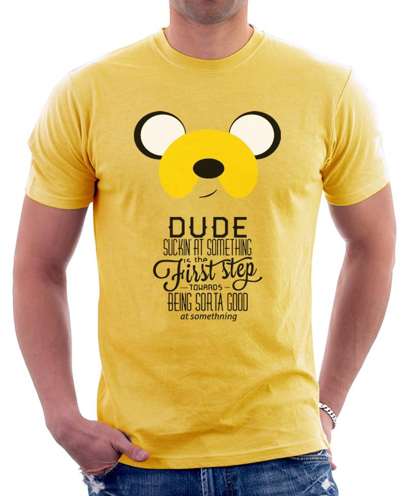Dude Adventure Time Jake the dog Finn yellow printed t-shirt OZ9827 S разноцветный