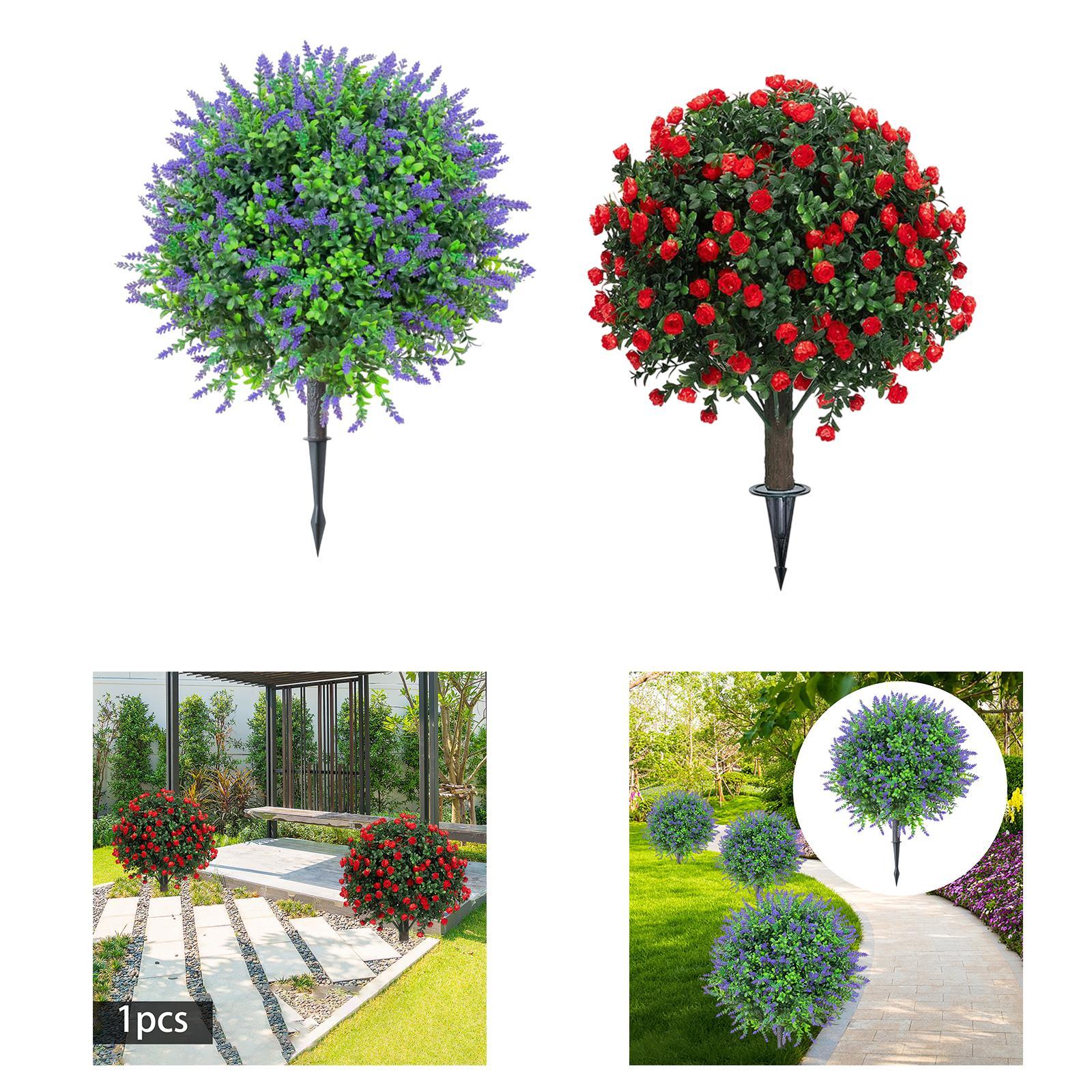 Garden Artificial Flower Stake Decorative Stake for Yard Backyard Patio rosso