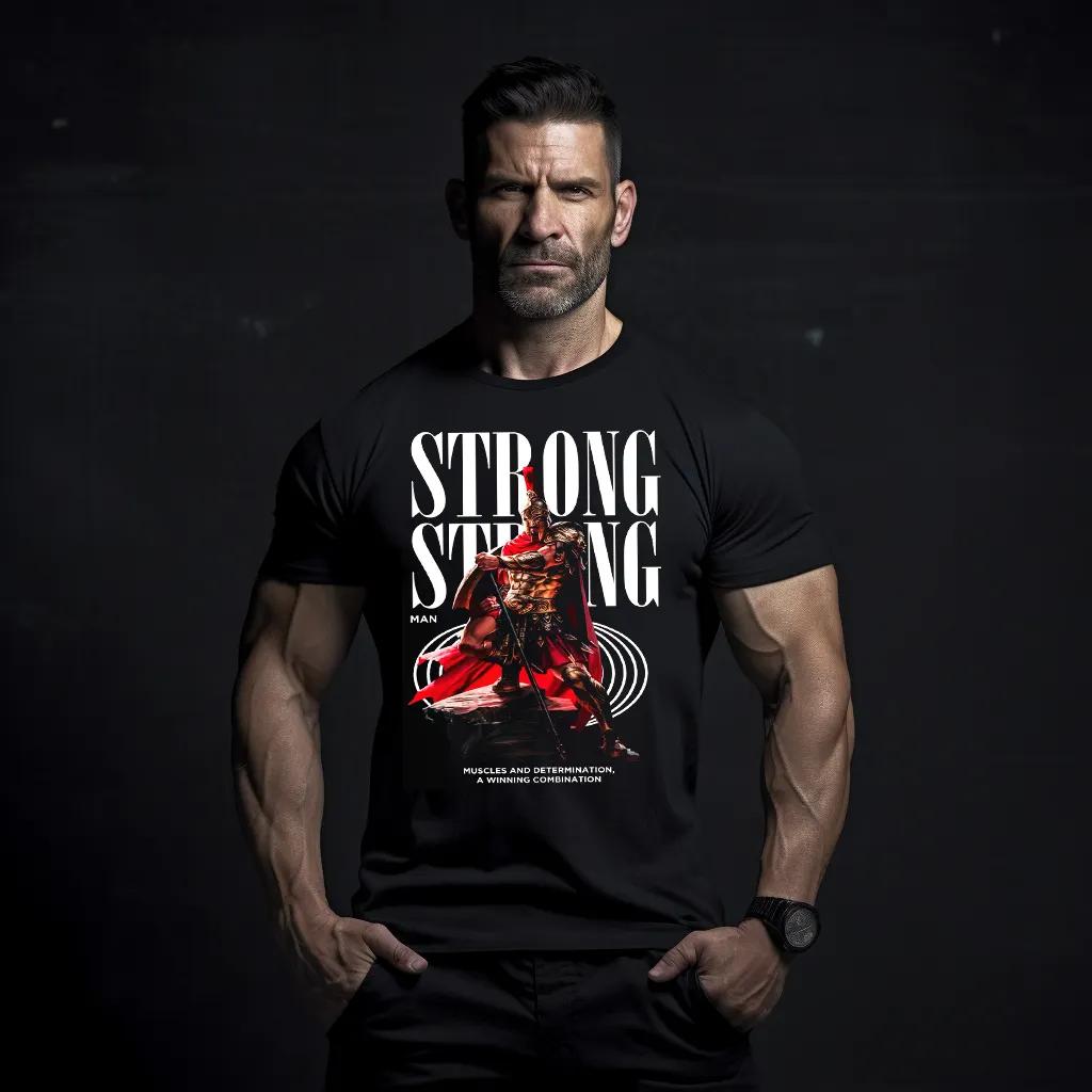 Warrior Spartan Men Cotton TShirt Streetwear Athletic Casual - Men s Summer Cotton Graphic Tee S разноцветный