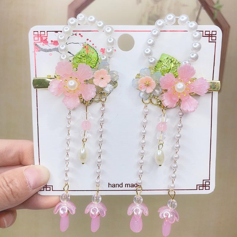 Ancient Style Children's Hanfu Hairpin with Tassel and Forehead Chain