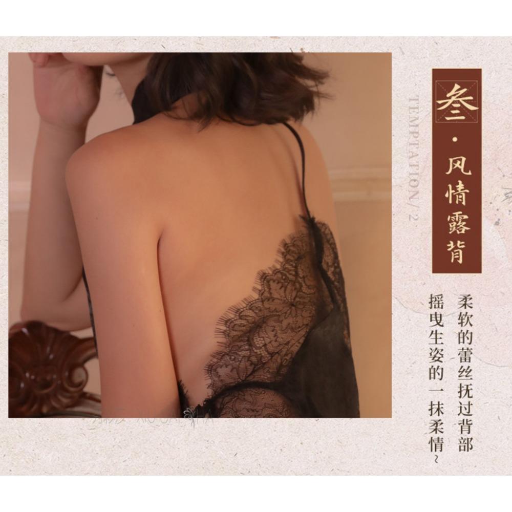 Sexy Passion Clothes Women's Lingerie Pajamas Seduction Straps Split-ended Antique Cheongsam Bed Small Chest Nightdress