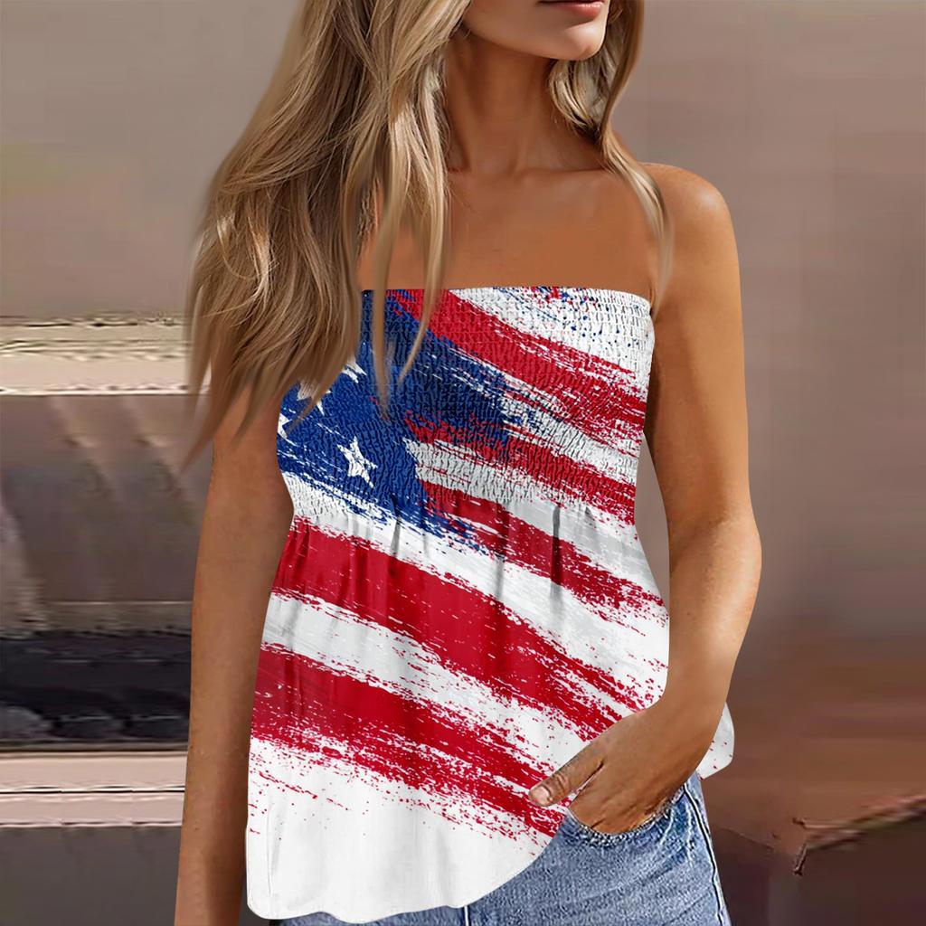 Summer Tube Tops For Women,Cute Sexy Off Shoulder Print Sleeveless T-Shirt